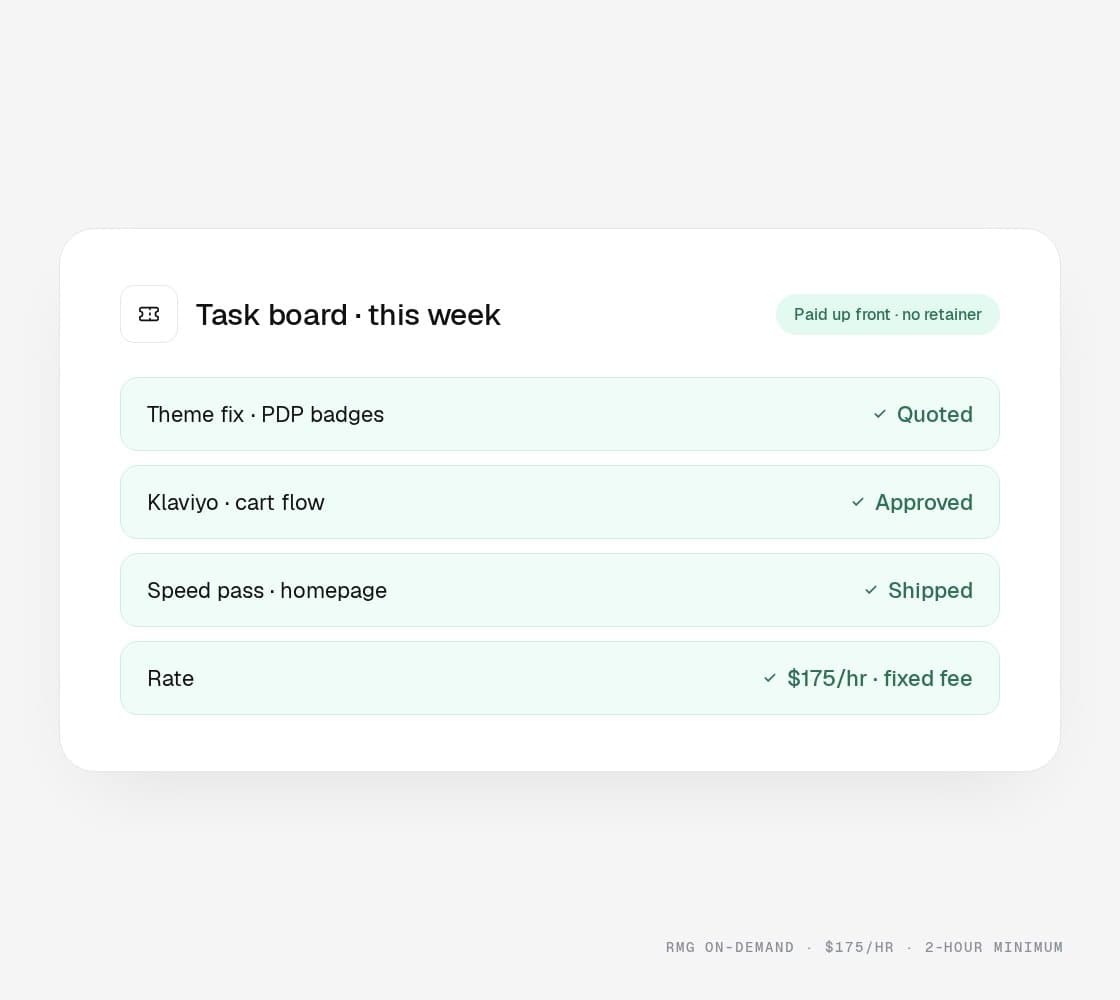 RMG On-Demand task board