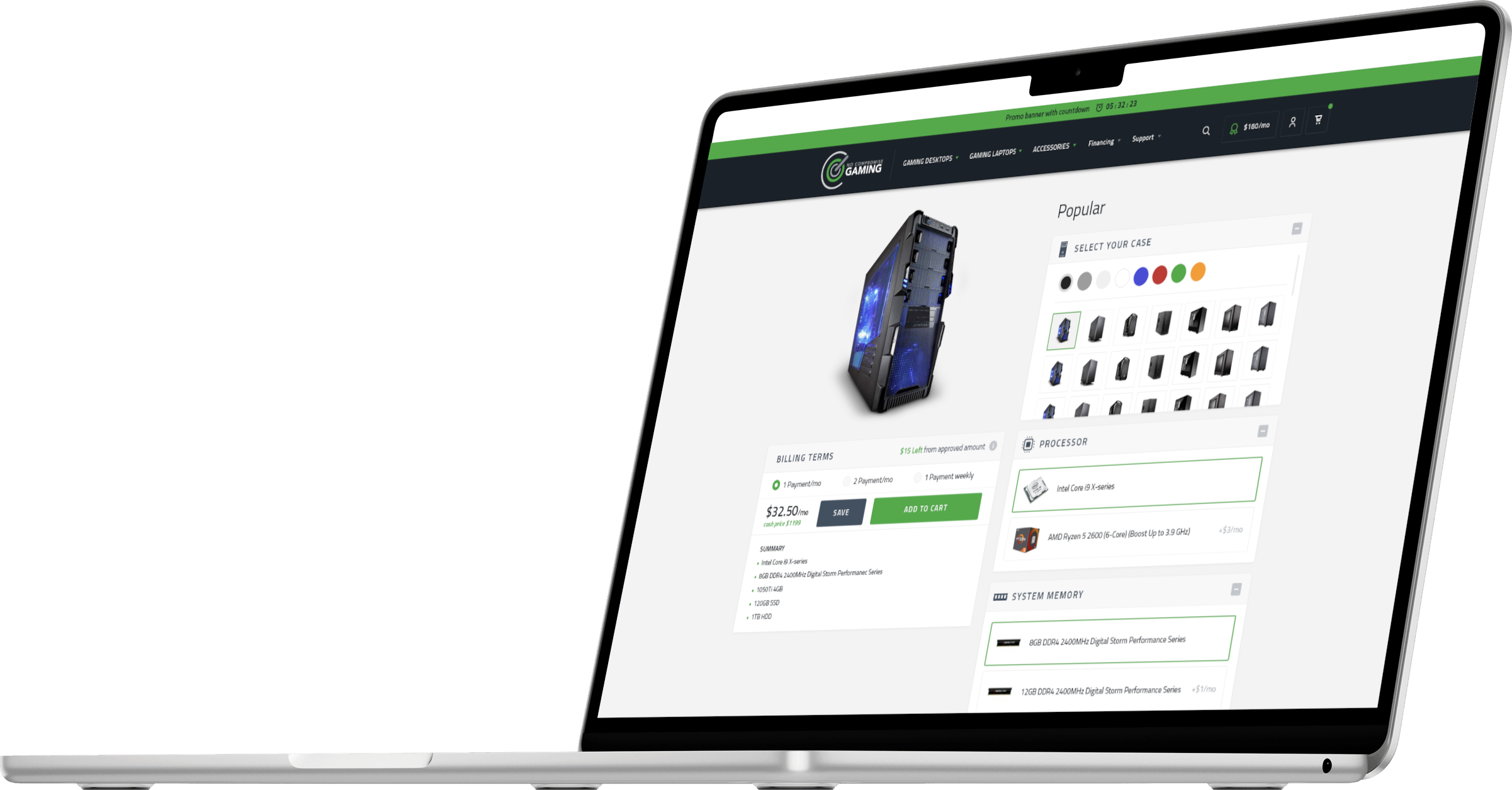 No Compromise Gaming product view