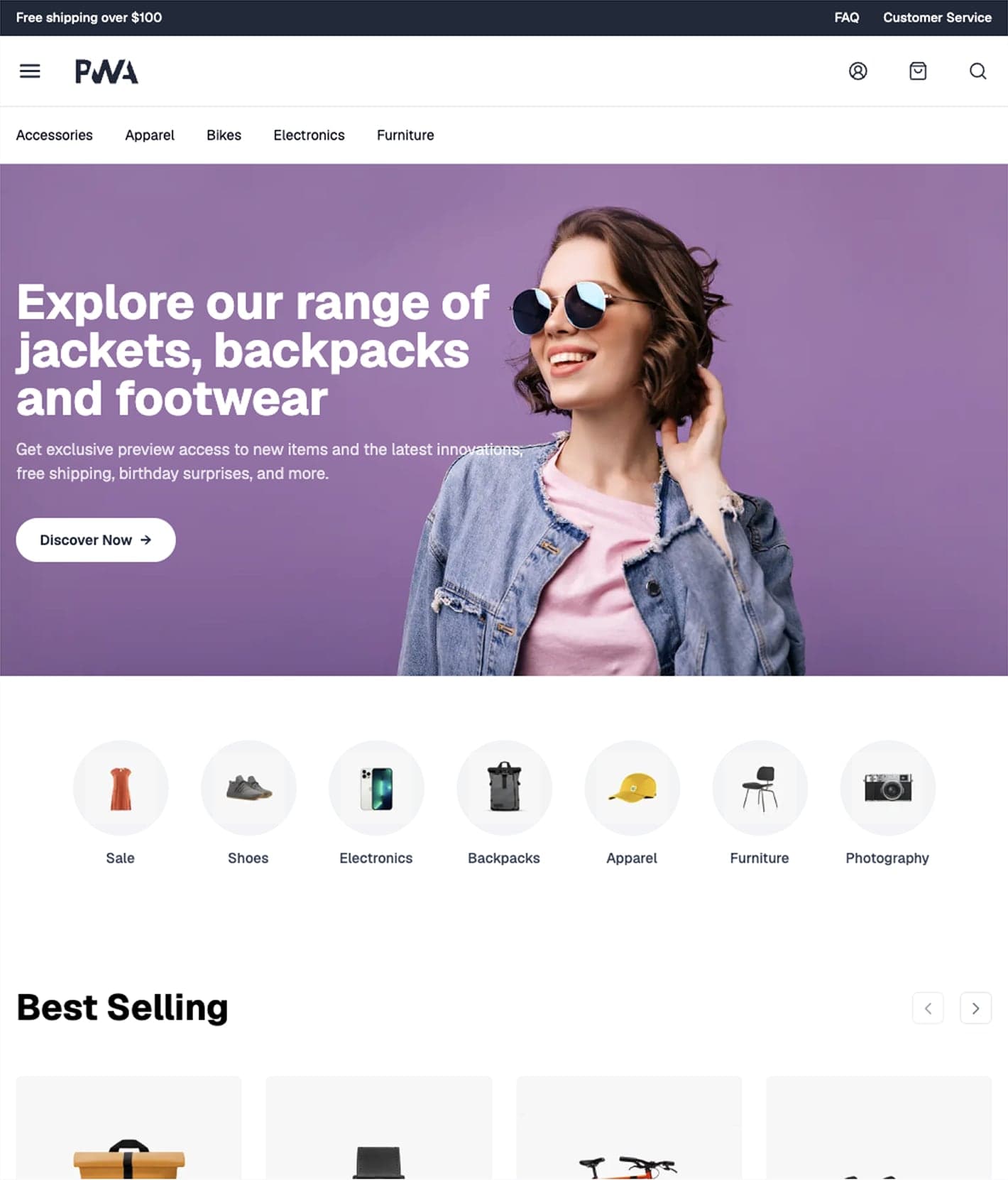 PWA Accelerator storefront preview